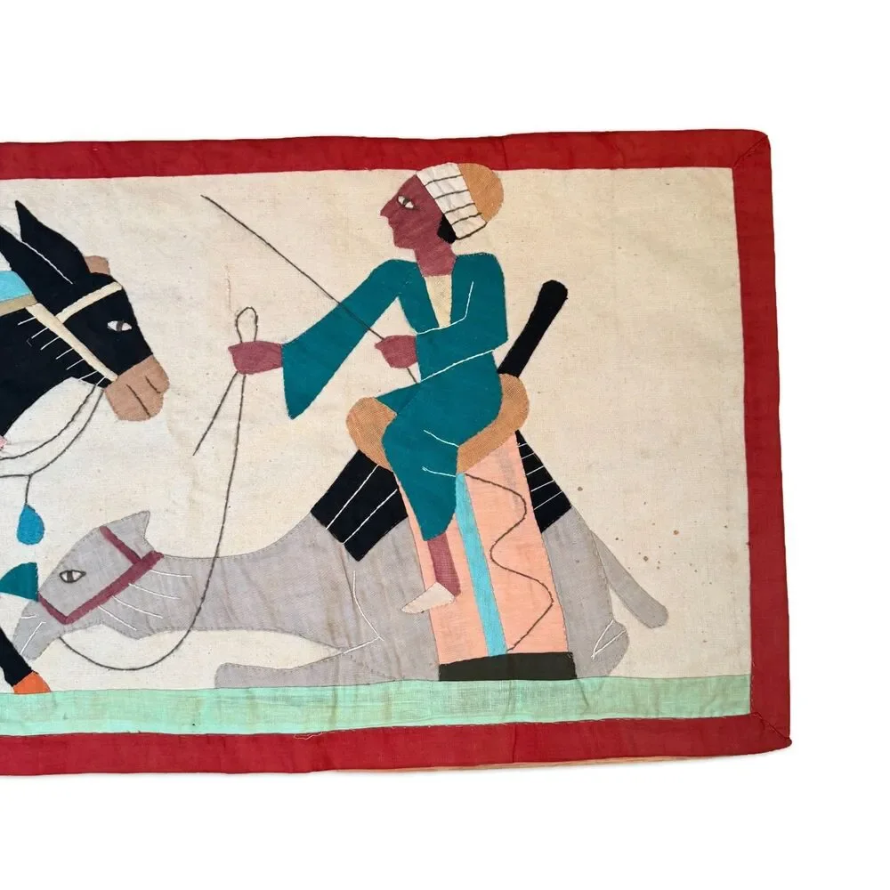 Vintage Egyptian Khayamiya Applique Textile Wall Hanging Handmade Folk Art